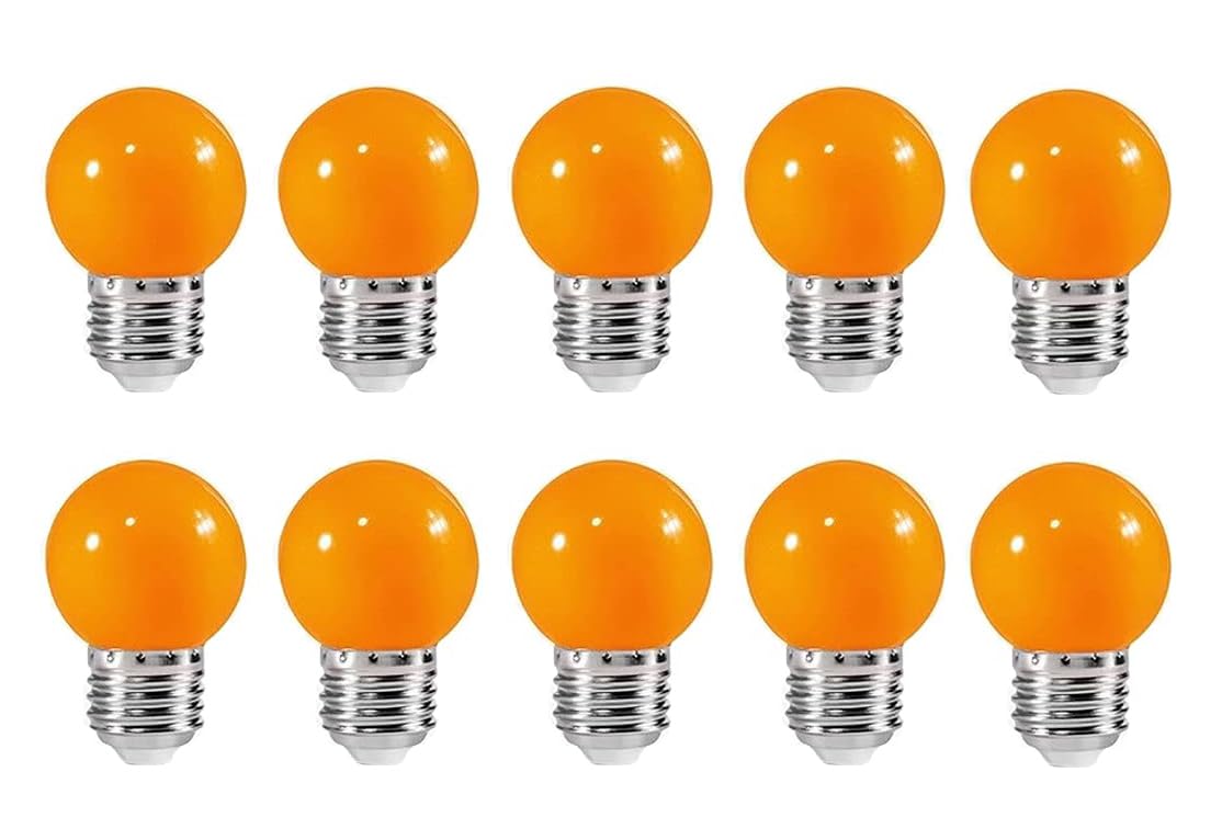 ZFQ 10 Pack E27 Bayonet Colored LED Light Bulbs 2W G45 Golf Ball Mini Globe Bulb Lighting Bulbs,Orange for Outdoor Indoor String Patio Garden Party Christmas, Tree, Fairy Party Night Lights — image 1