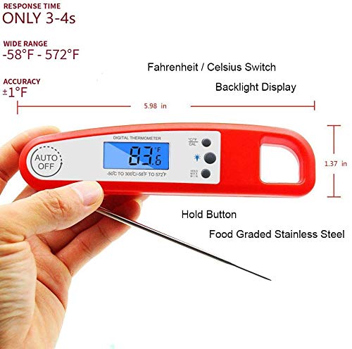 CESHMD Digital Meat Thermometer Grill Thermometer Kitchen Thermometer Instant Read, LCD Screen with Long Probe, Roasting Thermometer Household Thermometer for Roasting BBQ Baby Food