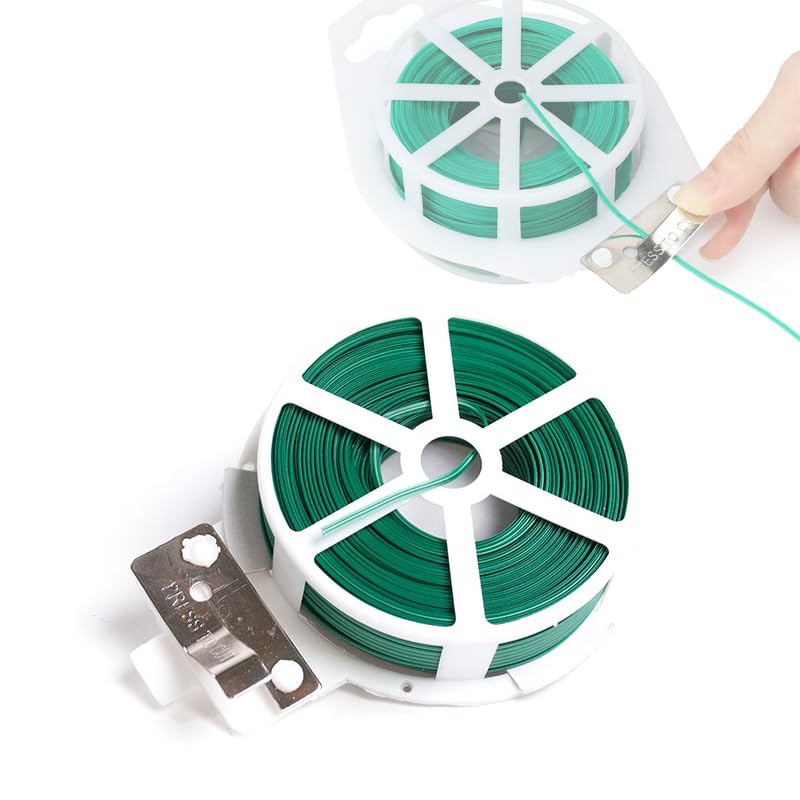 zalati Twist Ties 328 Feet/Roll Plazalati Plant Twist Wires with Cutter for Climbing Plants, Vines, Shrubs and Flowers Garden Support