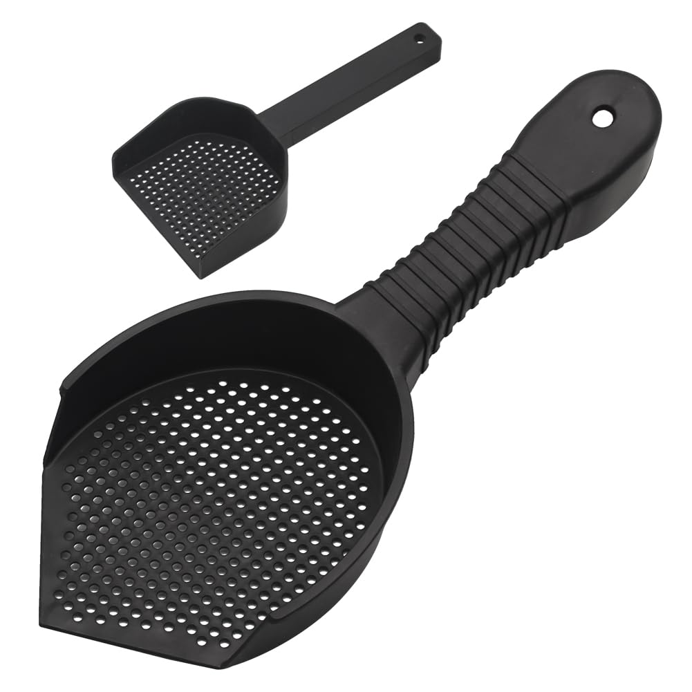 hisunfarm 2 Pcs Reptile Sand Scoop Shovel Sifter for Amphibious Aquarium Litter Cleaner Plastic Substrate for Gecko Lizard Spider Snake Tortoise