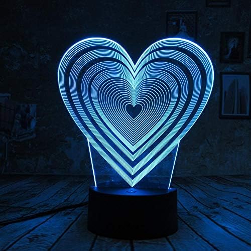 Wangzj 3D Illusion Lamp/3D Night Light/3D Led Lamp Night Light/Valentine's Day Gifts/Christmas Gift/Love Heart 3D [Energy Class A++]