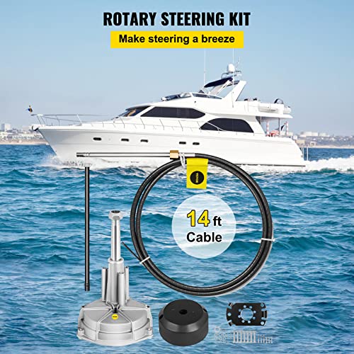 Mophorn Boat Steering Cable 14' Outboard Rotary Steering Kit 14 Feet