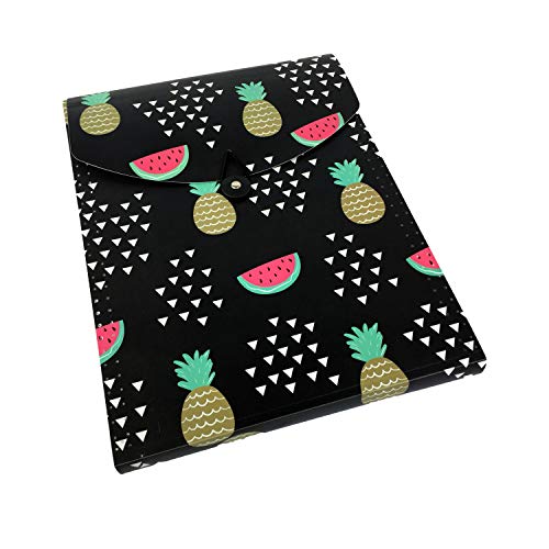 Vertical Expandable File Folder, Expanding File Folder Cute Accordion Folder 7 Pocket Expanding File with Tabs and Report Covers (Black) - Thumbnail 2