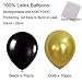 ZERODECO Birthday Party Decoration, Happy Birthday Banner with Paper Fans, Honeycomb Balls, Triangular Pennants, Circle Paper Garland, Hanging Swirls and Balloons - Black and Imitation-Gold