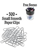 Klingy Smooth Paper Clips, Small, With FREE BONUS Magnetic Clip Holder, Two Compartments