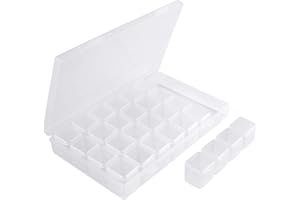 Segbeauty 28 Grids Gem Organizer, Clear Bead Container Compartments with Secure Lids, Removable Tiny Jewelry Storage Box, Tra