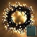 LED String Fairy Lights Green Cable Battery Power Operated Indoor & Outdoor for Christmas Tree Xmas Party Garden Decoration (100LEDs, Warm)