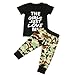 Puseky Toddler Kid Baby Boys Letters T-shirt & Camo Pants Tracksuit Outfits Set