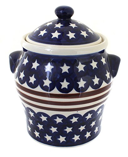 Click Here to See More Images Polish Pottery Stars & Stripes Large Canister