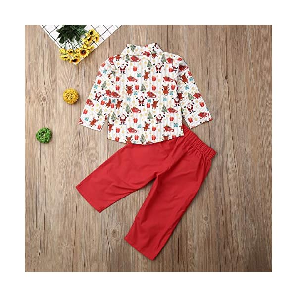 MA&BABY Baby Christmas Boys Clothes Set Gentleman Bow Tie Shirts+Pants 2pcs Red Outfits Set Deer Wedding Party - Image 4