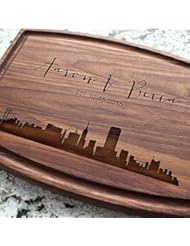 City Skyline Personalized Cutting Board - Engraved Custom Cutting Board, Wedding, Housewarming, Anniversary, Engagement, Real Estate Closing Gift W-050 GB