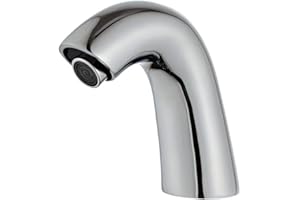 YCCUZA Automatic Sensor Bathroom Sink Faucet Chrome One Hole Vanity Faucets Dual-Powered Touchless Hands Free Bathroom Water Tap with Control Box and Temperature Mixer Motion Sensor