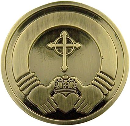 singer star case Silver Tone Faithful Protector Pocket Token with Prayer - Irish Claddagh