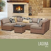 Sale Tk Classics 7 Piece Laguna Outdoor Wicker Patio Furniture Set Wheat 07c Sectional Sofa And Dining