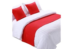 Zhiyuan Solid Linen-Like Hotel Bed Foot Runner Home Decorative Bed Scarf Dining Table Runner 19.5"x102", Red