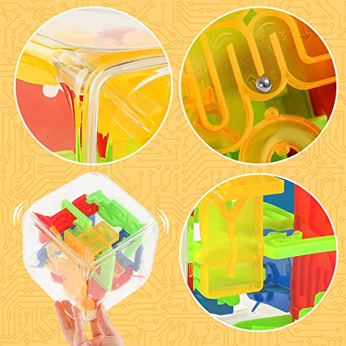 3 otters 3D Puzzle Maze Cube, 72 Obstacles Puzzle Cube Interactive Maze Game with Education Toy for Kids Adults