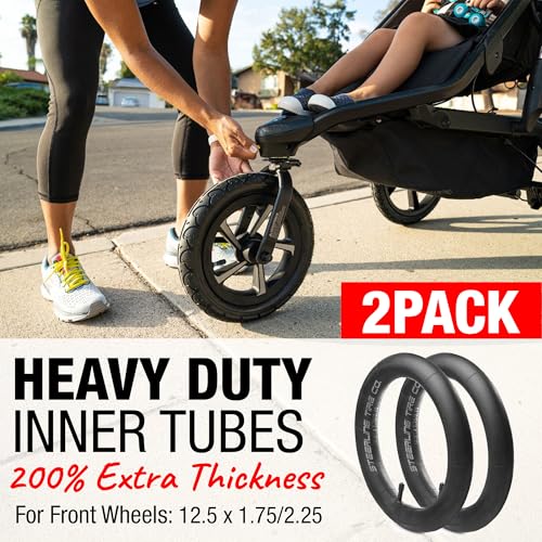 12.5 x 1.75/2.25 Inner Tire Tube Heavy Duty Thorn Resistant for All BOB Revolution Strollers, Stroller Strides & CE & AW - Perfect BOB Stroller Front Tire Replacement [2 Pack] by Steerling Tire Co.