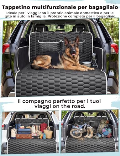 Oasser Car Cover for Dogs with 2 Large Pockets, Waterproof, Anti-Slip, Dustproof, 185 x 103 cm with Side Protection and Bumper, Machine Washable, Universal for Cars and SUVs, Black