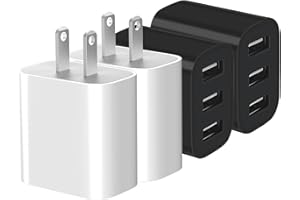 XIANGHONGYIAN USB Wall Charger, 4 Pack 3-Port USB Charger Block Wall Adapter USB Charging Cube Brick Compatible with iPhone 8/7/6 Plus/X, iPad, Samsung Galaxy S5 S6 S7 Edge, LG, Android and More