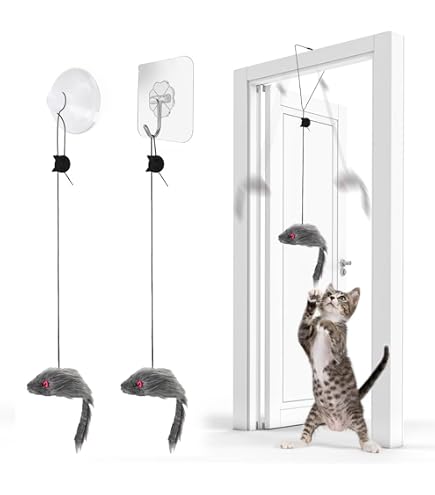 3 Juguetes Colgantes Para Gatos Con Ratón Chirriante - Para Marco De Puerta, Interactivo Y Ajustable