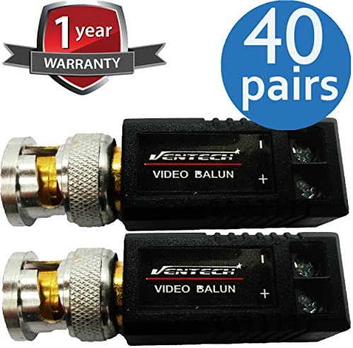 VENTECH 40 Pair (80 Pcs) Mini CCTV BNC Video Balun Transceiver Cable Screw Terminal Block Design