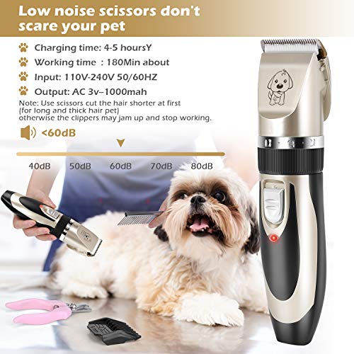 Veperain Dog Clippers,Low Noise Pet Clippers Rechargeable Dog Trimmer