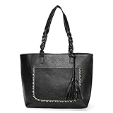 OURBAG Women Vintage PU Leather Tote Shoulder Bag Handbag Big Large Capacity