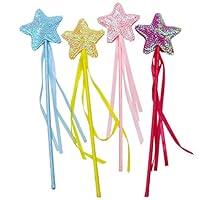 Buorsa 4 Pack Princess Magic Wand, Star Fairy Wands, Kids Magic Wand Party Favor