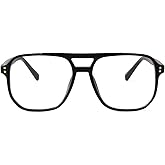 ADE WU Aviator Blue Light Glasses for Woman Fashion Oversized Bluelight Glasses Womens Big Large Eye glasses Frames (Black)