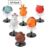 Plastic Zoo Animal Pop-Up Toys - Pack Of 10 - 1.75 To 2.25 Inches, Assorted Colored Animals - Fun And Cool Animal Head Pop-ups - For Kids Great Party Favors, Toy, Fun, Gift, Prize - By Kidsco