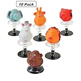 Plastic Zoo Animal Pop-Up Toys - Pack Of 10 - 1.75 To 2.25 Inches, Assorted Colored Animals - Fun And Cool Animal Head Pop-ups - For Kids Great Party Favors, Toy, Fun, Gift, Prize - By Kidsco