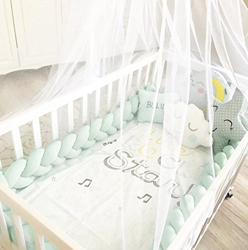 LOAOL Baby Crib Bumper Knotted Braided Plush Nursery Cradle Decor Newborn Gift Pillow Cushion Junior Bed Sleep Bumper (2 Meters, Mint) - Thumbnail 2