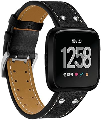 XiangMi for Fitbit Versa Bands,Genuine Leather Replacement Band Accessory Wristband Bracelet Starp for Fitbit Versa SmartWatch Women Men