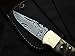 DKC Knives (13 5/18) Sale DKC-728 Golden STAG Rustic Stag Horn Damascus Steel Folding Pocket Knife Black-White Bone 6oz 7