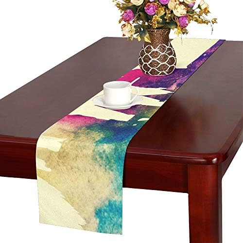 QYUESHANG Hogwarts Owl Hedwig Watercolor Table Runner, Kitchen Dining Table Runner 16 X 72 Inch for Dinner Parties, Events, Decor