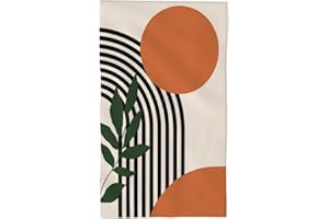 DJTRRF Mid Century Boho Hand Towel Bohemian Abstract Leaves Kitchen Dishes Towels for Shower Pool Beach Spa Gym Yoga Travel