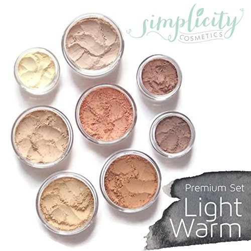 Mineral Makeup Premium Set - Light | Blush | Foundation | Sheer Powder | Eyeshadow | Bronzer | Under Eye Concealer | Starter Set