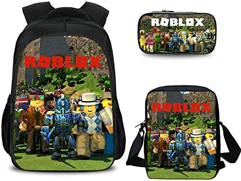 Roblox Backpack with Pencil Case & Satchel, Game Fans Gifts, Student Bookbag Laptop Backpack Travel Computer Bag for Boys Girls Kids Teens (Color 4)