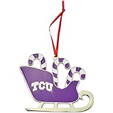 TCU Horned Frogs (Texas Christian University) Candy Cane Sleigh Christmas Ornament