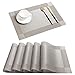 Homcomdoa Placemats Set of 6 for Dining Table Vinyl Gray Place Mats Easy to Clean Table Mat for Kitchen Table.
