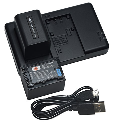 DSTE 2X NP-FV70 Battery + Rapid Dual Battery Charger with Micro USB Cable for Sony FDR-AX40 AXP55 DCR-SR21 SR68 SX83E FDR-AX100 HDR-CX380 CX430V CX450 HC9 PJ790V TD10 XR160 XR260V Camera as NP-FH70