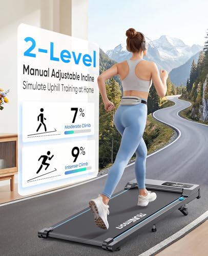 Walking Pad with Incline, RUNIMON 5 in 1 Treadmills for Home & Office, Under Desk Treadmill, 2.75HP Brushless Portable Compact Walking Pad Treadmill,LED Display,Remote&APP Control,No Installation