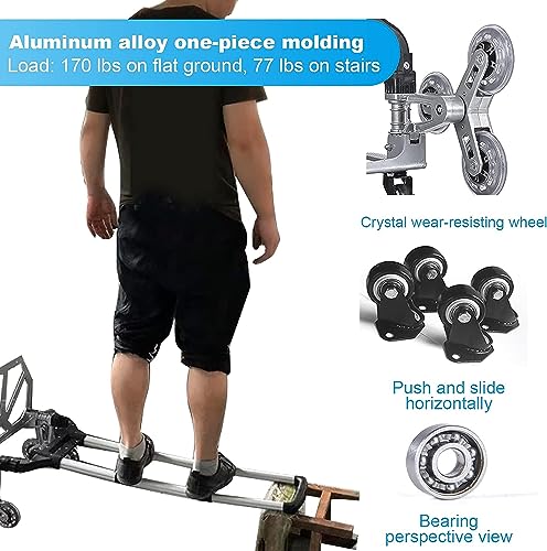 Stair Climbing Hand Truck Dolly, Shopping Cart Trolley with Stair Climbing Wheels and Removable Waterproof Canvas Bag, Aluminum Alloy Luggage Package Delivery