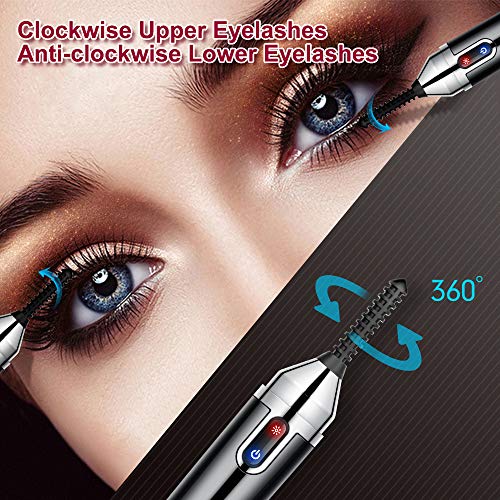 Heated Eyelash Curler, Upgrade Electric Eyelash Brush Lash Curler, USB Rechargeable Mini Eyelash Curler, 360° Automatic Rotary Eye Lashes Curling, Natural & Long Lasting Lashes Curlers, Quick Heating