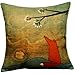 Leaveland 18-Inch-by-18-Inch Lovely Fox Under the Tree Throw Pillow Covers