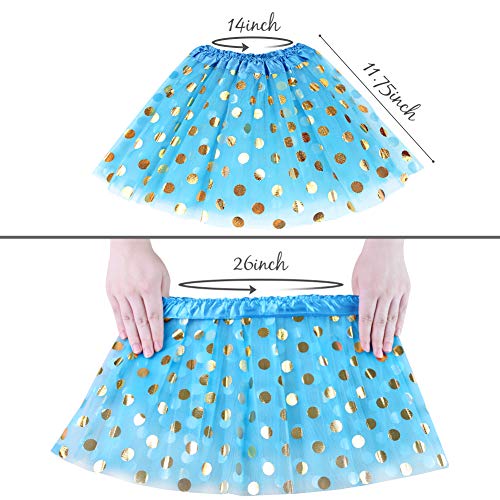 Koogel 4 PCS Tutu for 2 to 5 Years Old Girls, 3-Layer Dress Up Tutu Polka Dot Assorted Colors Tutu Skirts Ballet Skirts for Dress Up Game Birthday Party Halloween Costume