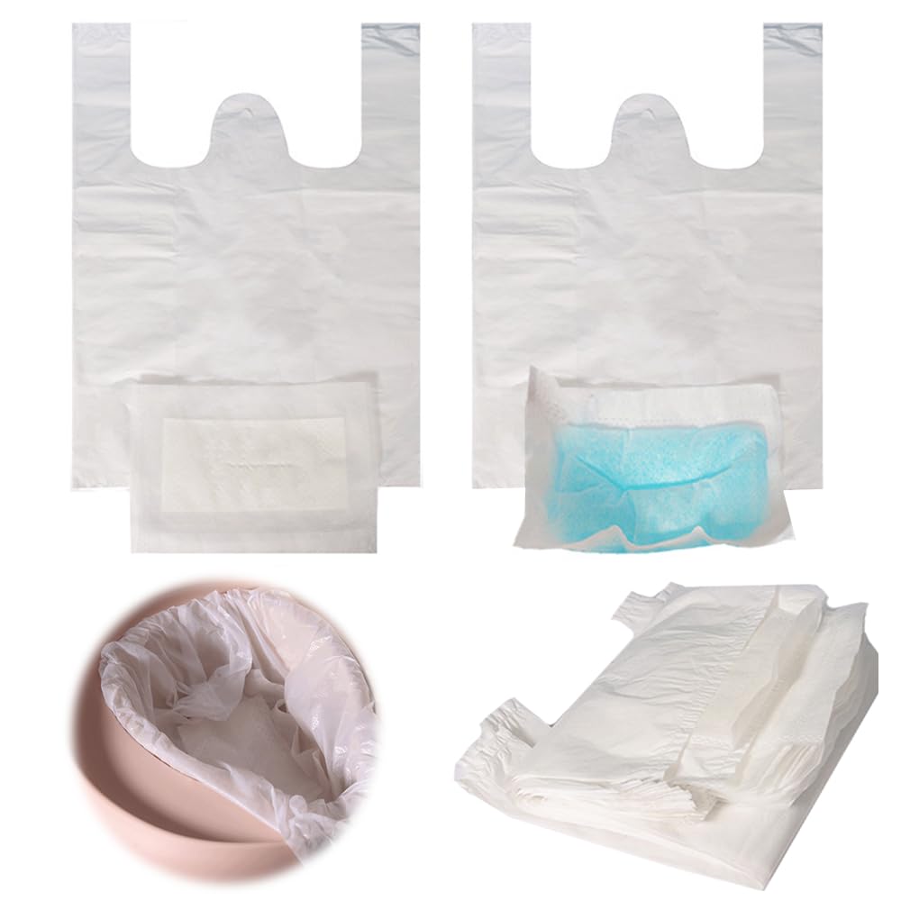 20 Pcs Commode Liners with Absorbent Pad, Disposable Toilet Bags Bedside Commode Pads Portable Sanitary Disposal Bags for Kids Commode Chair Bucket Liners