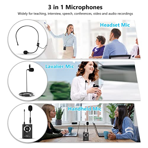 Bietrun UHF Wireless Microphone System Lavalier Mic/Headset Mic