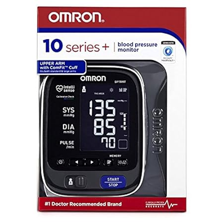 Omron BP791IT 10+ Series Upper Arm Blood Pressure Monitor, Black/White, Large