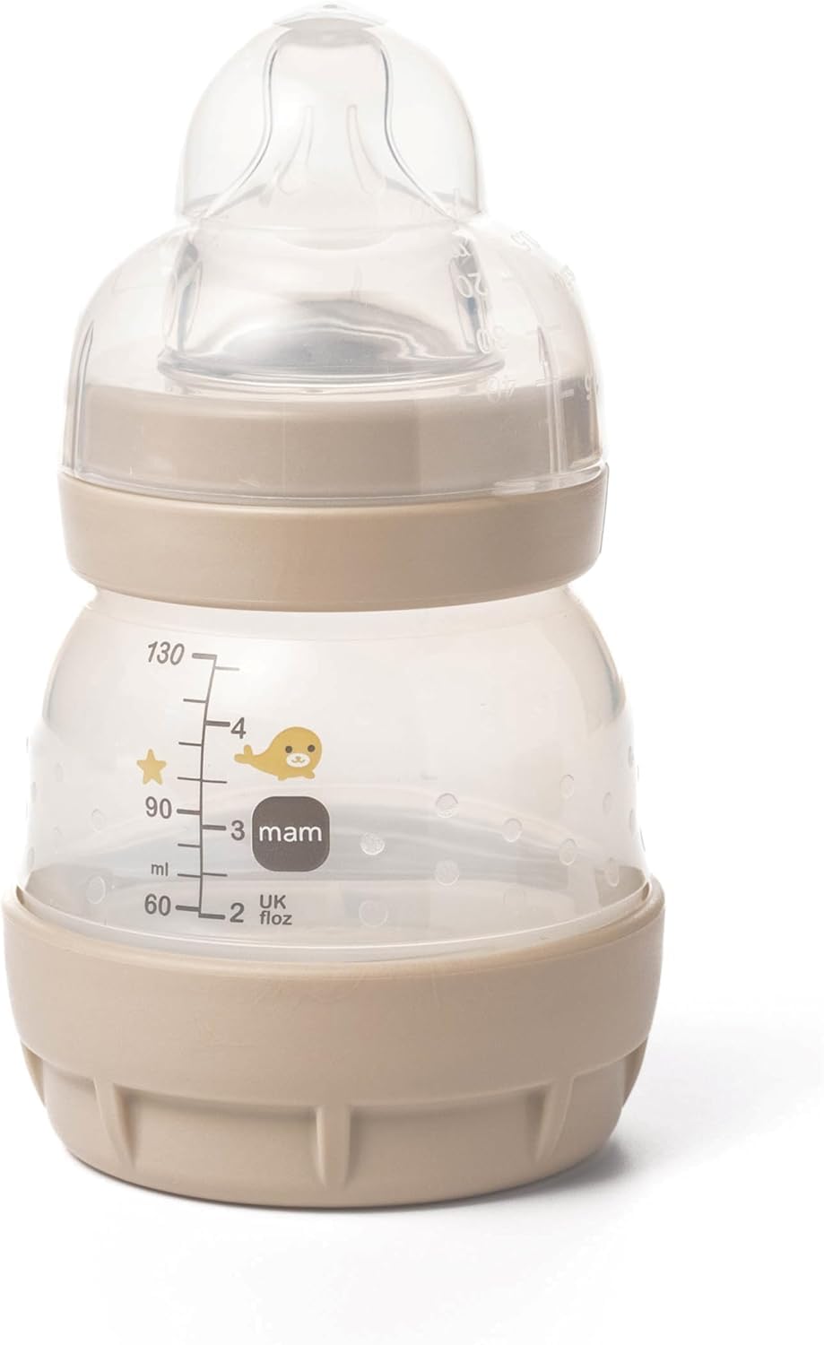 MAM Easy Start Anti-Colic Baby Milk Bottle | Pack of 1 x 130ml | Self-Sterlising | Slow Flow MAM Teats Size 0 | Newborn Essentials | Linen (Various Designs)